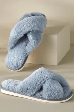 Soft Surroundings Shoes|Dreama Faux Fur Cross Band Slippers