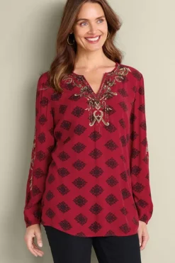 Soft Surroundings Tops|Eboni Embellished Tunic DitsyFoulard