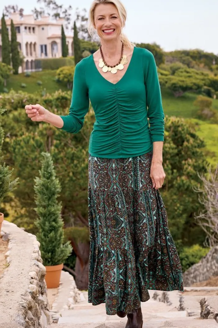Soft Surroundings Tops|Edeliz Long Sleeve Tee Evergreen