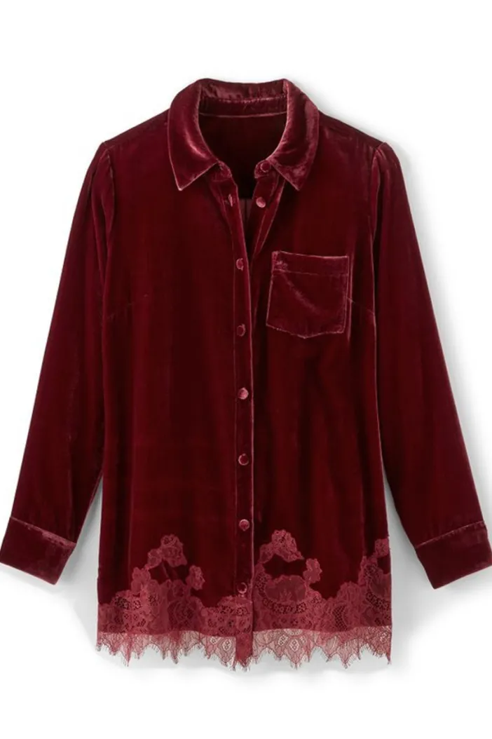 Soft Surroundings Tops|Eden Velvet and Lace Shirt