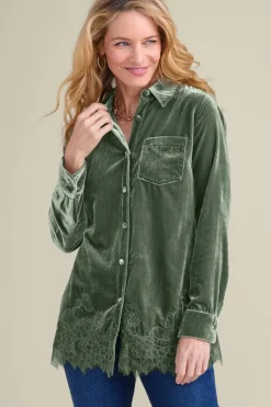 Soft Surroundings Tops|Eden Velvet and Lace Shirt