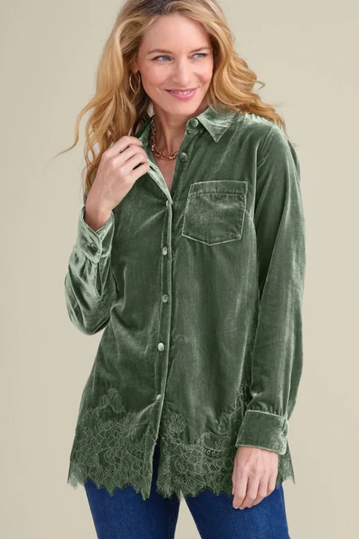 Soft Surroundings Tops|Eden Velvet and Lace Shirt