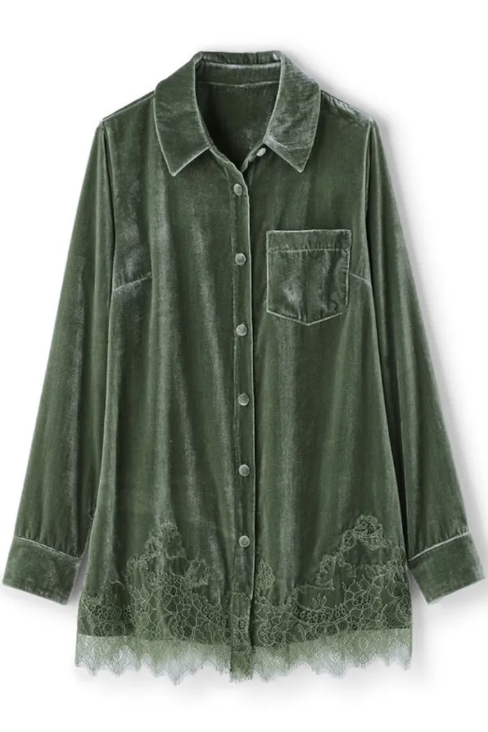 Soft Surroundings Tops|Eden Velvet and Lace Shirt