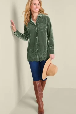 Soft Surroundings Tops|Eden Velvet and Lace Shirt