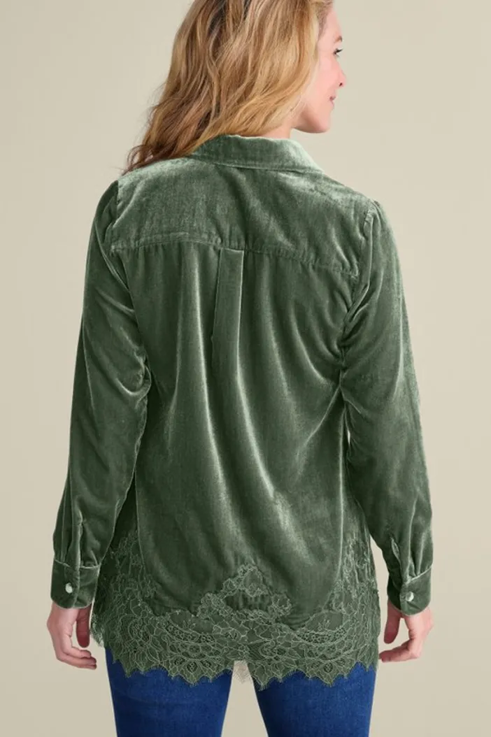 Soft Surroundings Tops|Eden Velvet and Lace Shirt