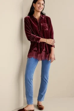Soft Surroundings Tops|Eden Velvet and Lace Shirt