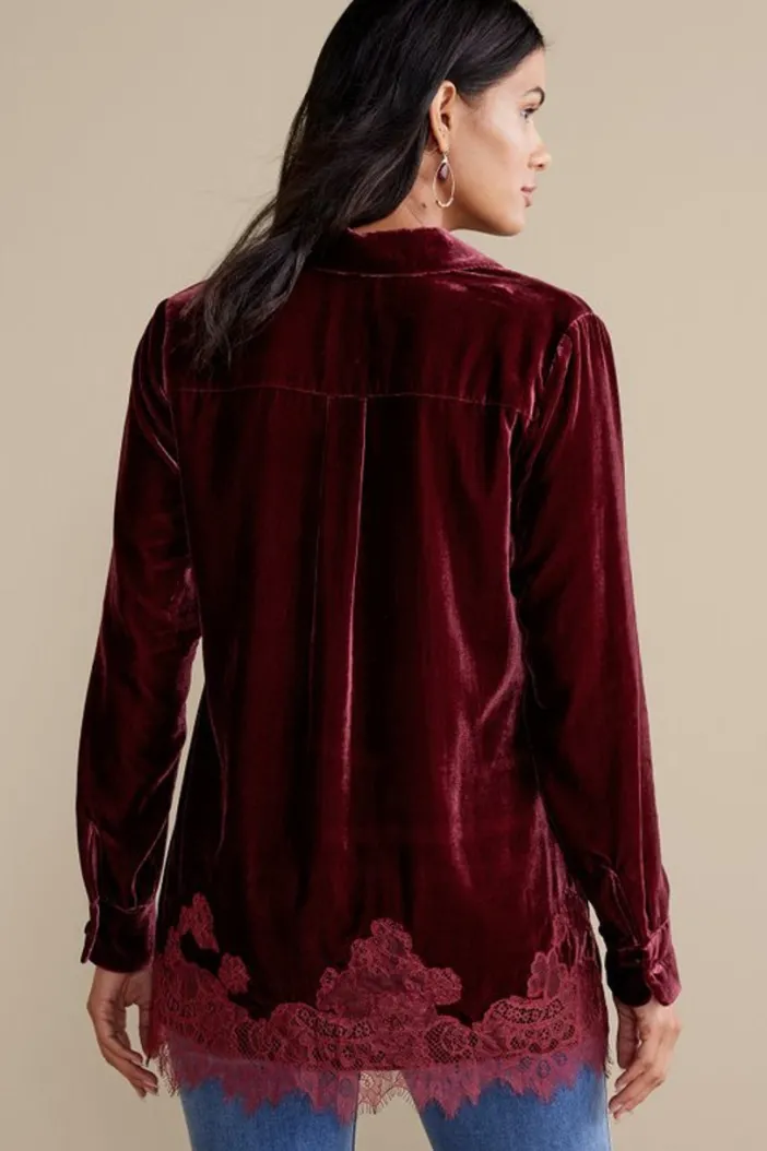 Soft Surroundings Tops|Eden Velvet and Lace Shirt