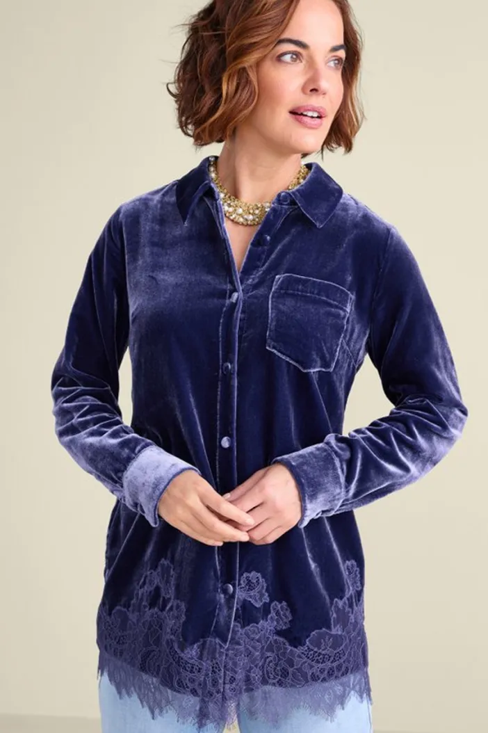Soft Surroundings Tops|Eden Velvet and Lace Shirt