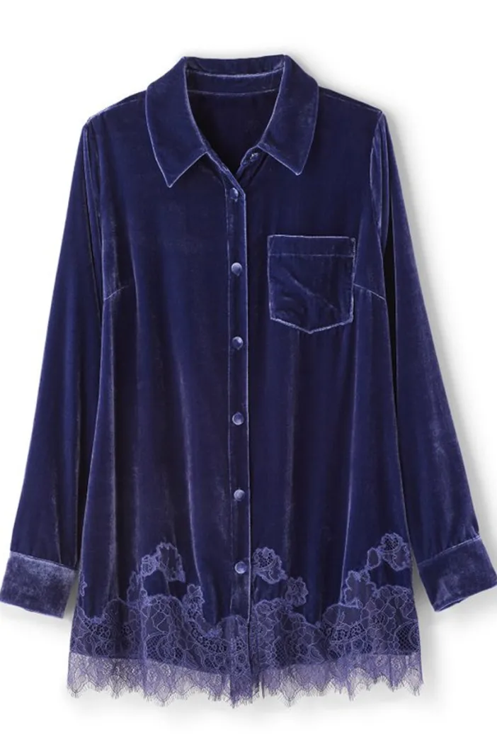 Soft Surroundings Tops|Eden Velvet and Lace Shirt