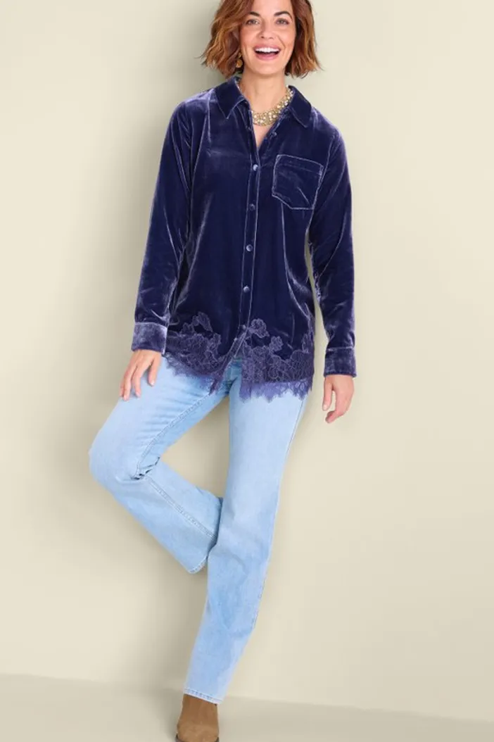 Soft Surroundings Tops|Eden Velvet and Lace Shirt