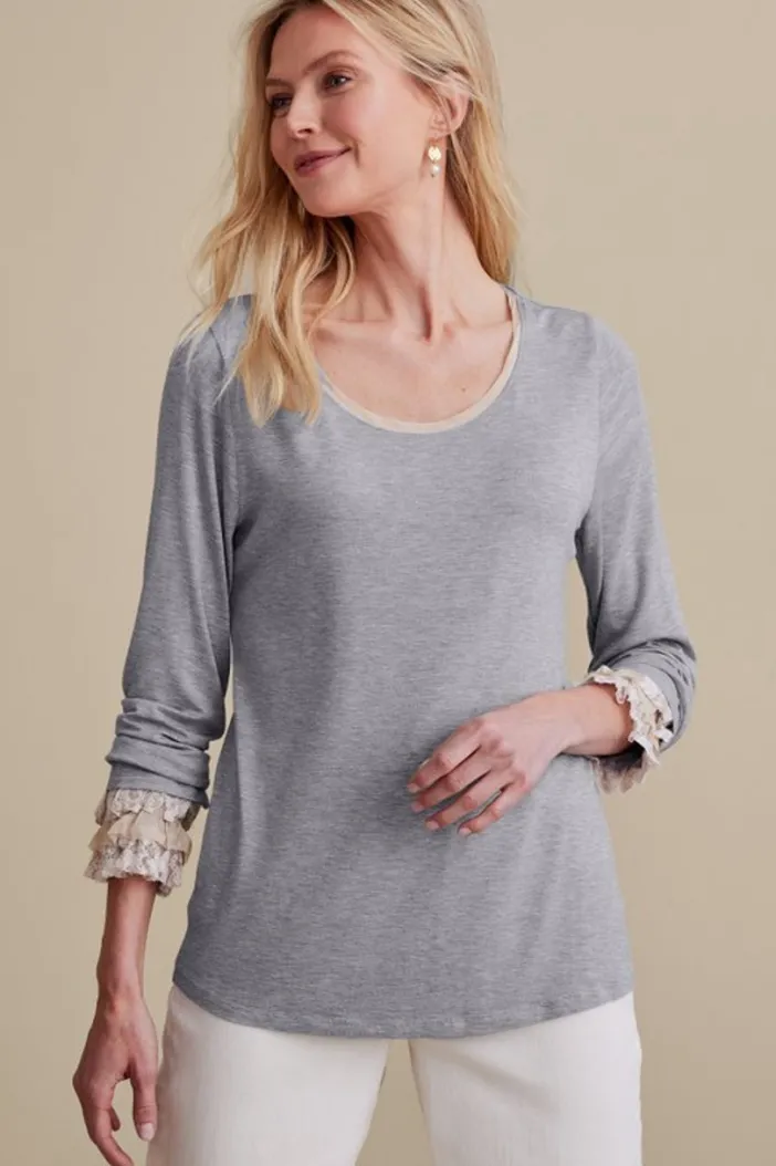 Soft Surroundings Tops|Ella Lace Top MediumGreyHeather