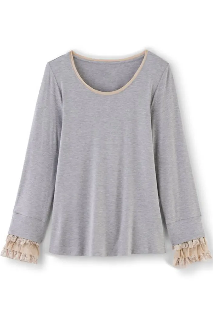 Soft Surroundings Tops|Ella Lace Top MediumGreyHeather