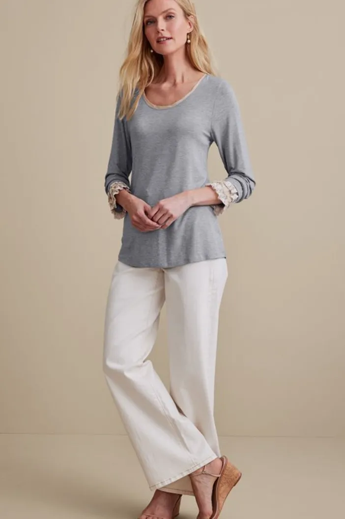 Soft Surroundings Tops|Ella Lace Top MediumGreyHeather