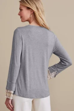 Soft Surroundings Tops|Ella Lace Top MediumGreyHeather