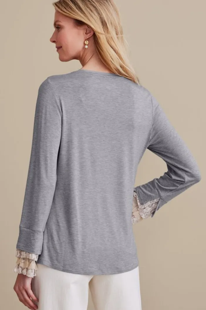 Soft Surroundings Tops|Ella Lace Top MediumGreyHeather