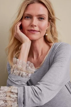 Soft Surroundings Tops|Ella Lace Top MediumGreyHeather