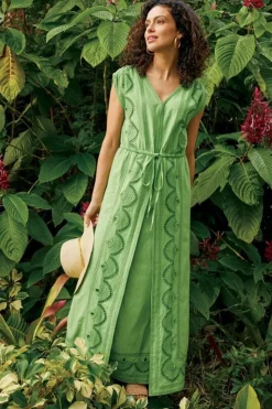 Soft Surroundings Dresses|Ellison Linen Blend Maxi Dress PiquantGreen