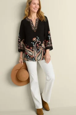 Soft Surroundings Tops|Tunics & Leggings|Elma 3/4 Sleeve Tunic CascadingBrder