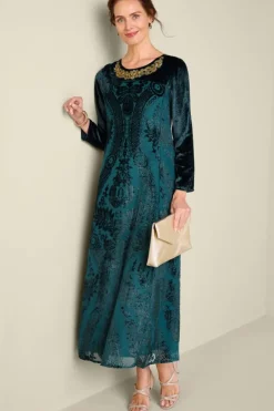 Soft Surroundings Dresses|Emaline Velvet Burnout Maxi Dress JuneBug