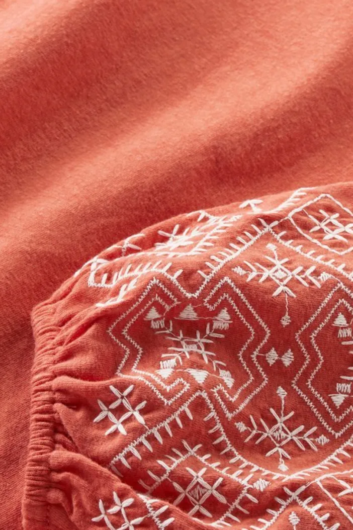 Soft Surroundings Tops|Embroidered Parisian Poet Top ApricotBrandy