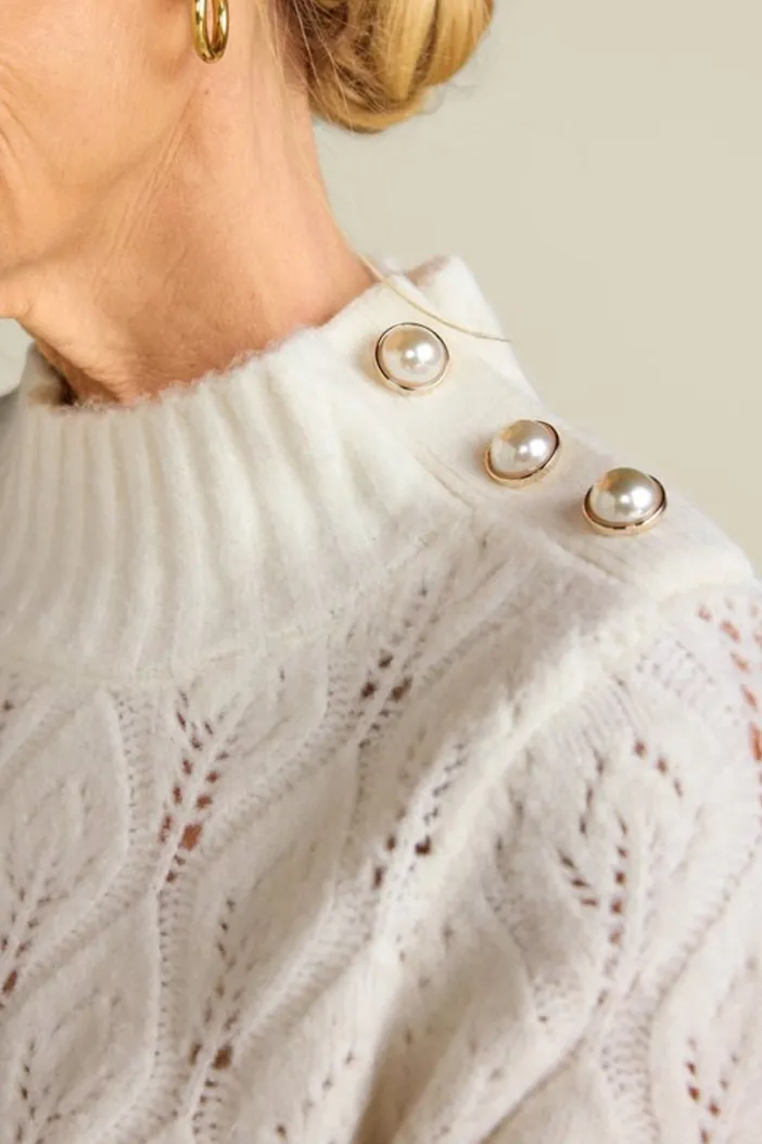 Soft Surroundings Tops|Sweaters & Cardigans|Ensley Button Sweater Tunic IvoryPearl