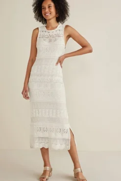 Soft Surroundings Dresses|Erica Crochet Midi Dress AntiqueWhite