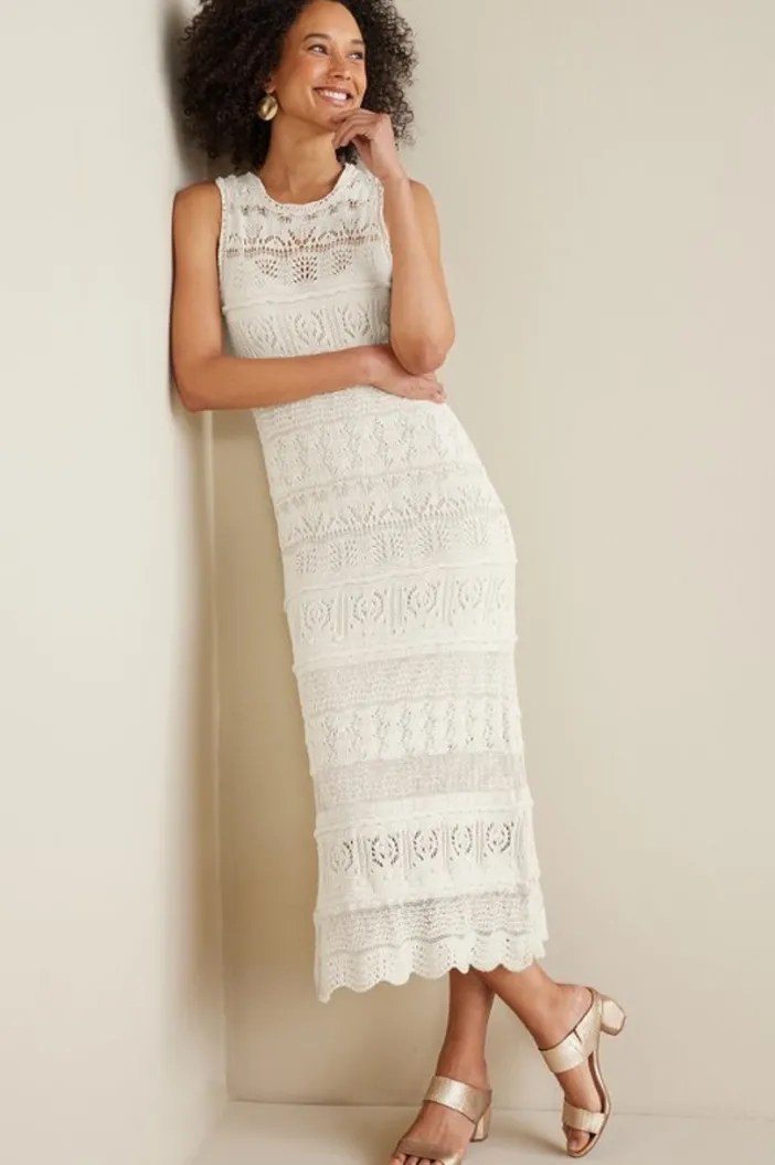 Soft Surroundings Dresses|Erica Crochet Midi Dress AntiqueWhite
