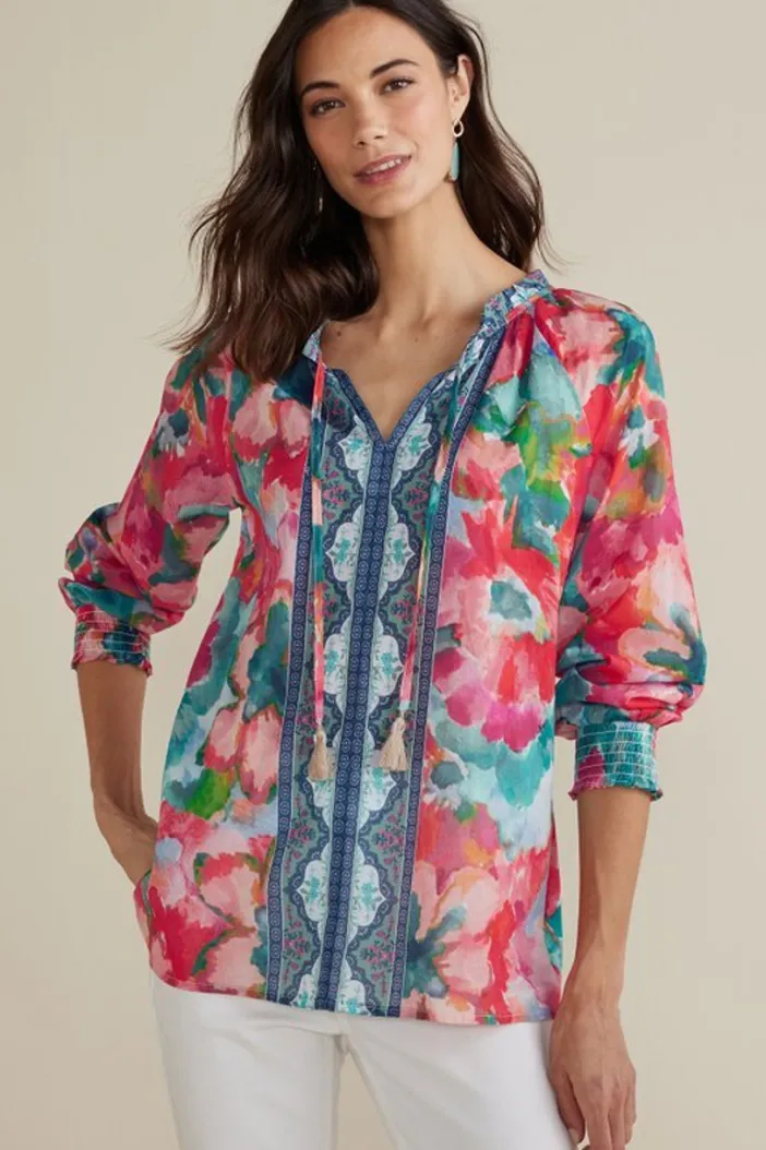 Soft Surroundings Tops|Evalina Top PinkRanunculus