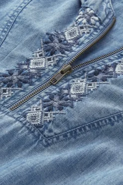 Soft Surroundings Tops|Evie Embroidered Tencel Hoodie WashedBlue