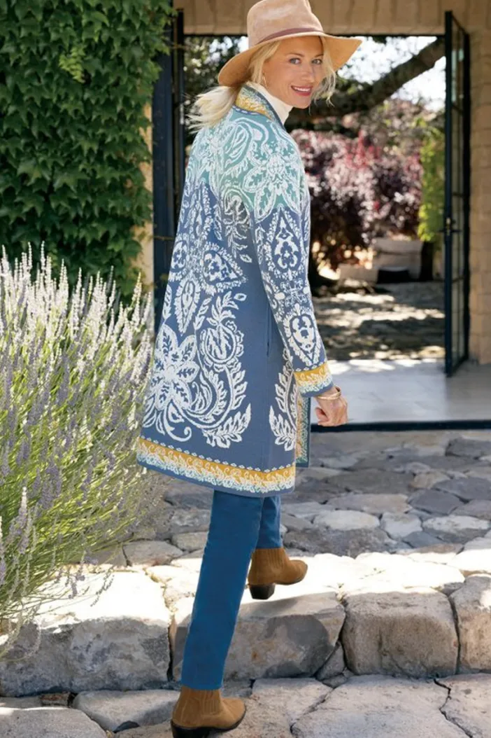 Soft Surroundings Tops|Sweaters & Cardigans|Ezer Jacquard Duster WeekendScarf