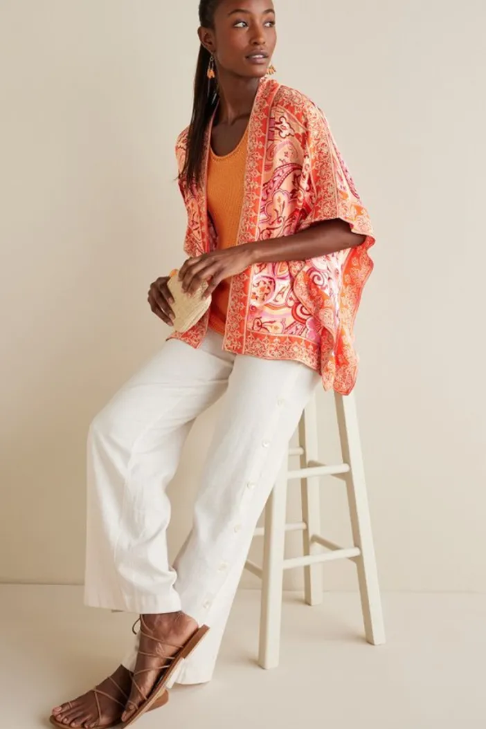 Soft Surroundings Toppers|Jackets & Coats|Farida Topper PinkBeachPaisley