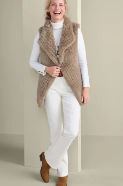 Soft Surroundings Jackets & Coats|Faux Fur Draped Vest Taupe