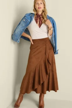 Soft Surroundings Skirts|Faux Suede Skirt Saddle