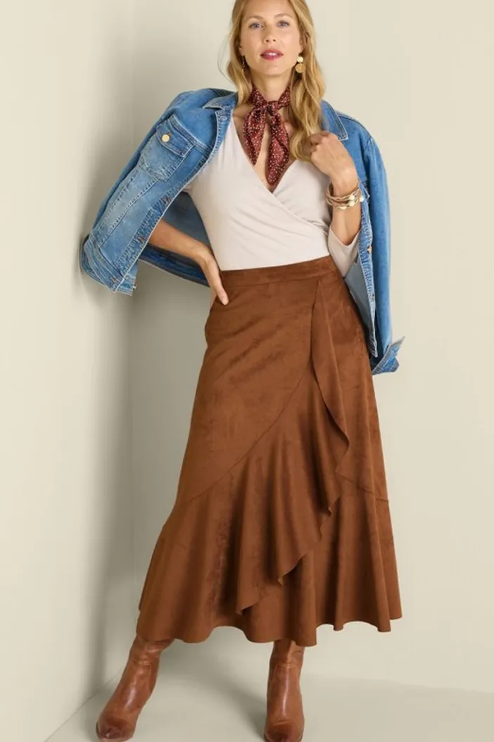 Soft Surroundings Skirts|Faux Suede Skirt Saddle