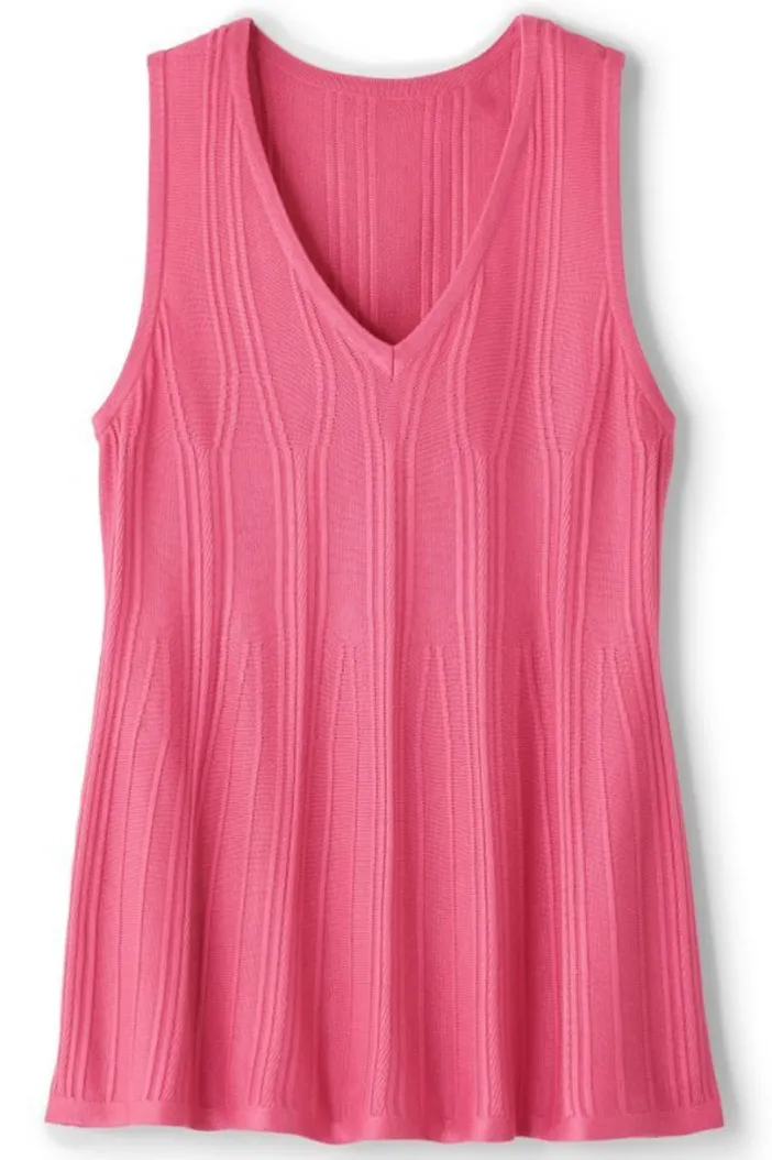 Soft Surroundings Tops|Sweaters & Cardigans|Felicity Peplum Sweater Tank AzaleaPink