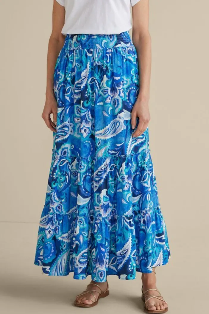 Soft Surroundings Skirts|Feyre Maxi Skirt IslandSunPaisleyBlue