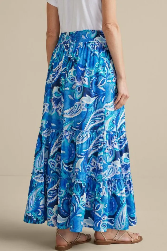 Soft Surroundings Skirts|Feyre Maxi Skirt IslandSunPaisleyBlue
