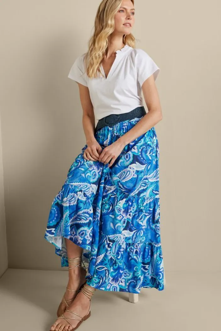 Soft Surroundings Skirts|Feyre Maxi Skirt IslandSunPaisleyBlue