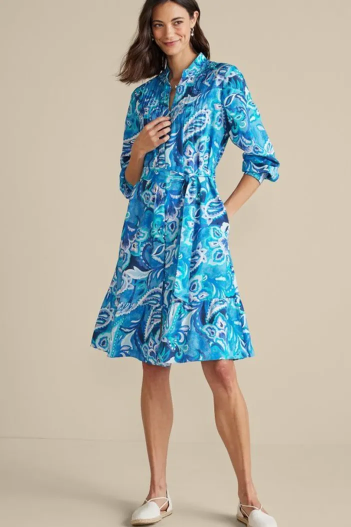 Soft Surroundings Dresses|Feyre Short Dress IslandSunPaisleyBlue