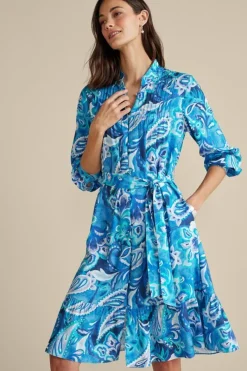 Soft Surroundings Dresses|Feyre Short Dress IslandSunPaisleyBlue