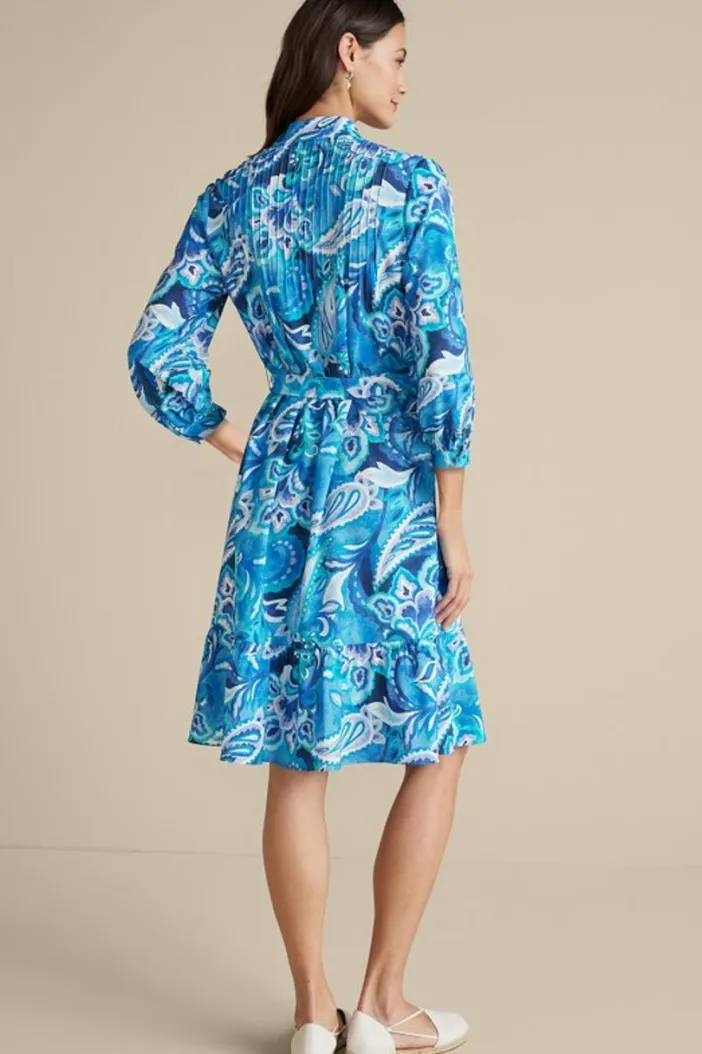 Soft Surroundings Dresses|Feyre Short Dress IslandSunPaisleyBlue