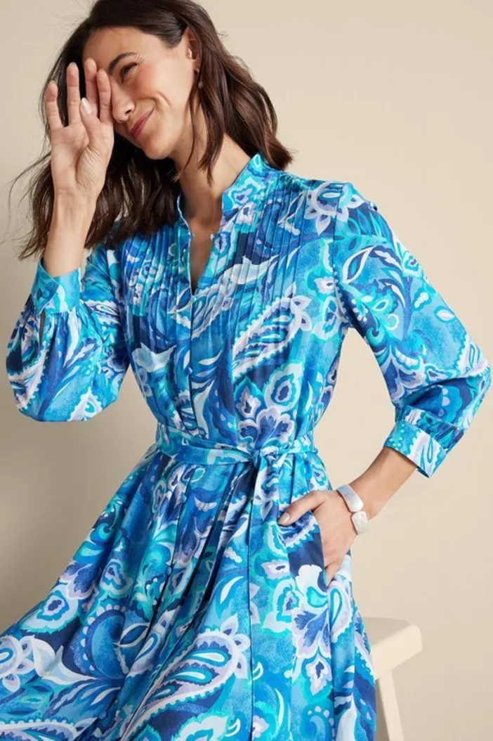Soft Surroundings Dresses|Feyre Short Dress IslandSunPaisleyBlue