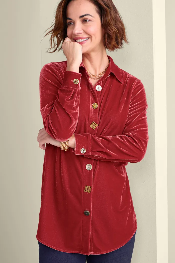 Soft Surroundings Tops|Filigree Velvet Boyfriend Shirt