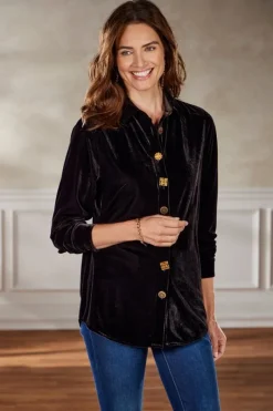 Soft Surroundings Tops|Filigree Velvet Boyfriend Shirt