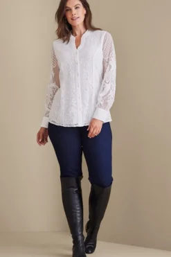 Soft Surroundings Tops|Fiori Top IvoryPearl