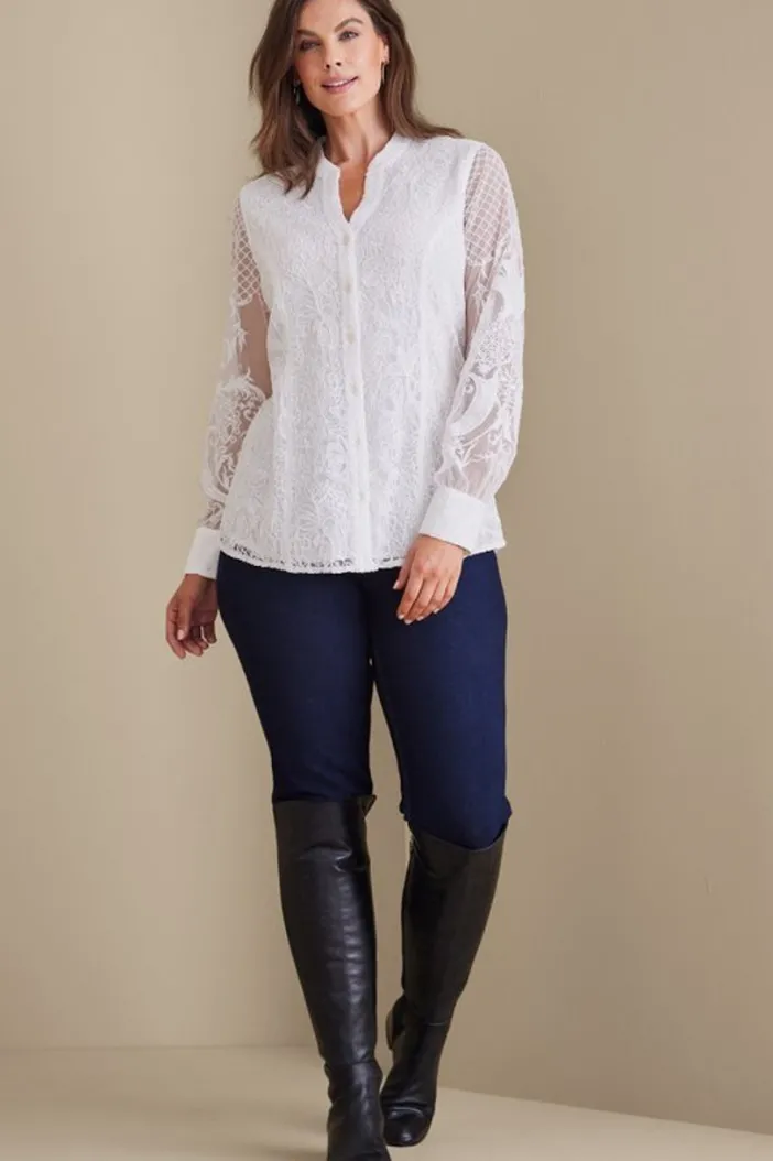 Soft Surroundings Tops|Fiori Top IvoryPearl