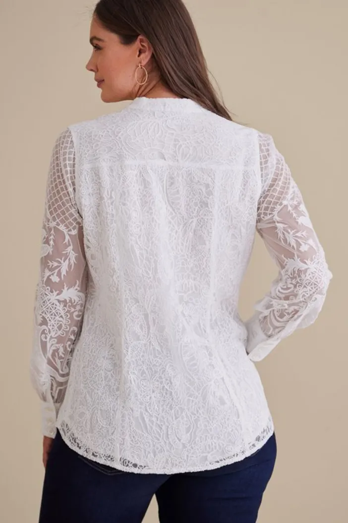 Soft Surroundings Tops|Fiori Top IvoryPearl