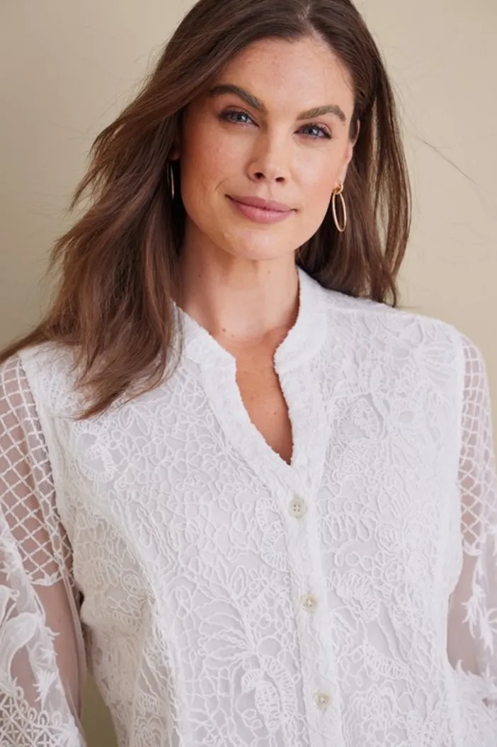 Soft Surroundings Tops|Fiori Top IvoryPearl