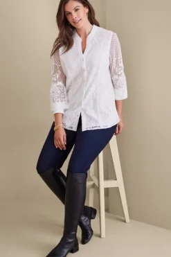 Soft Surroundings Tops|Fiori Top IvoryPearl