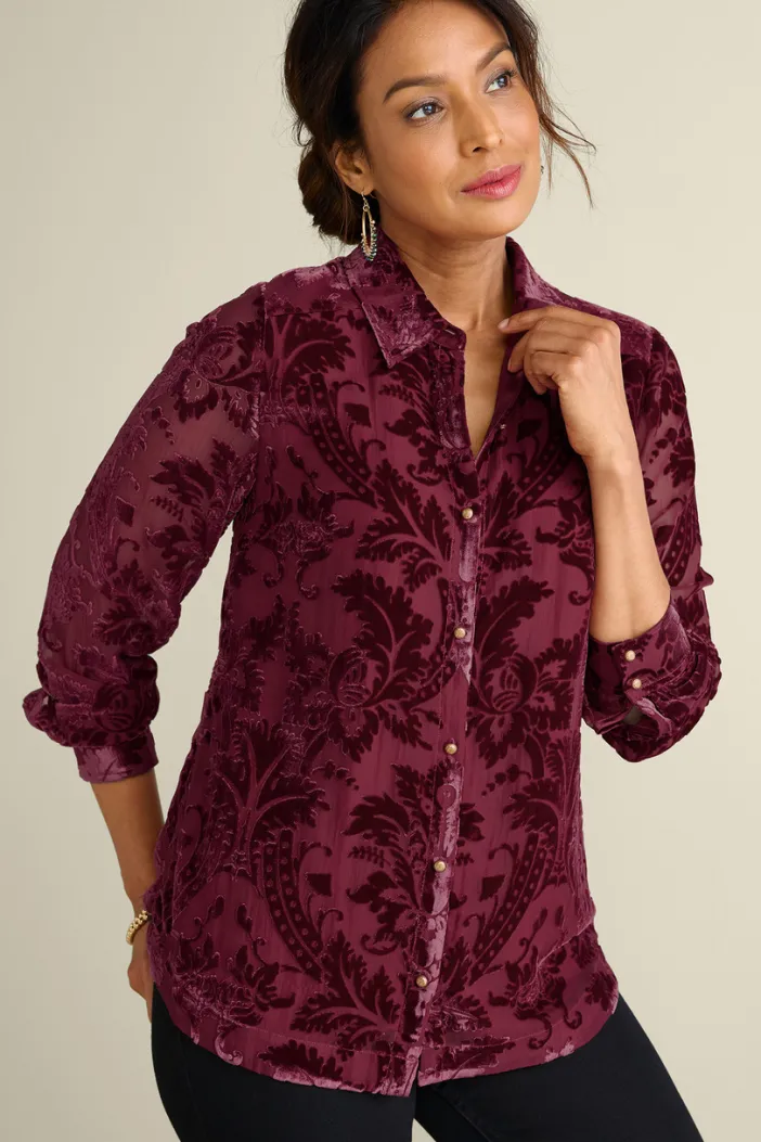 Soft Surroundings Tops|Floreat Velvet Shirt